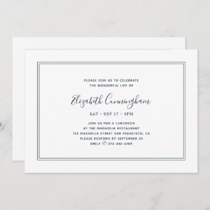 Invitation Memorial Classic Simple Chic Elegant Frame