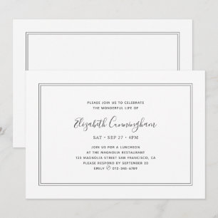 Invitation Memorial Classic Simple Chic Elegant Frame