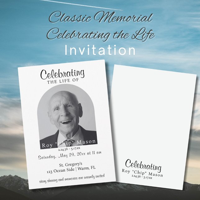 Invitation Mémorial classique célébrant l'invitation à la vie (Créateur téléchargé)