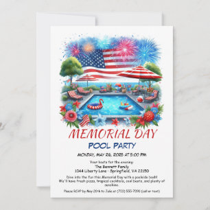 Invitation Memorial Day Pool Party Summer Bash