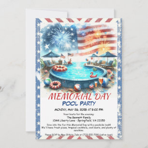 Invitation Memorial Day Pool Party Summer Bash