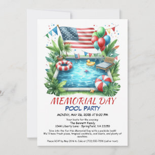 Invitation Memorial Day Pool Party Summer Bash