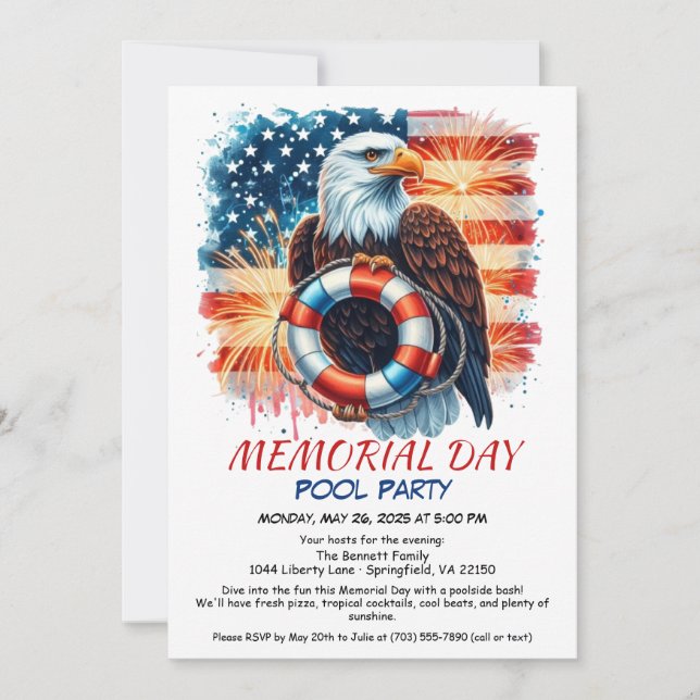 Invitation Memorial Day Pool Party | Summer Bash (Devant)