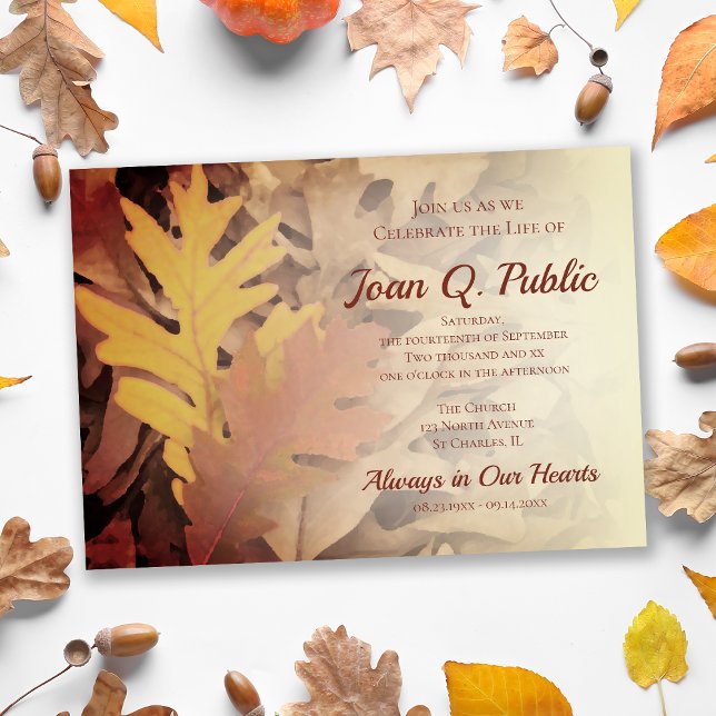 Invitation Mémorial des feuilles d'automne peintes Célébratio (Créateur téléchargé)