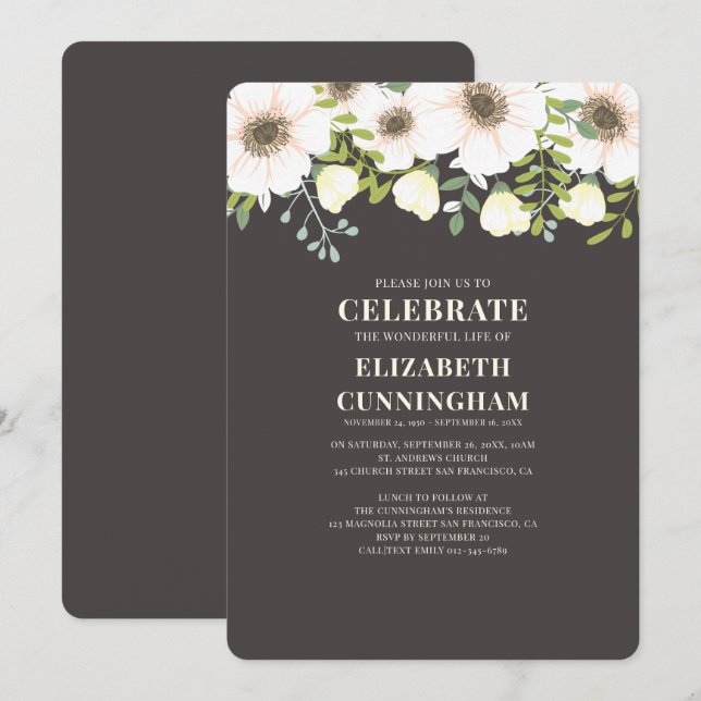Invitation Mémorial des fleurs et des oliviers modernes (Devant / Derrière)