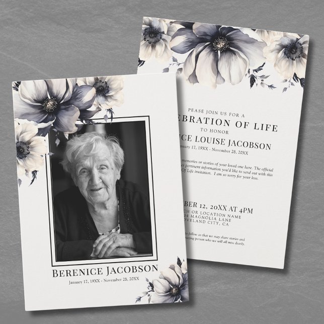 Invitation Mémorial Élégante Photo Célébration De La Vie (Memorial Elegant Photo Celebration Of Life Invitation)