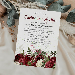 Invitation Mémorial floral Bourgogne Célébration de la vie