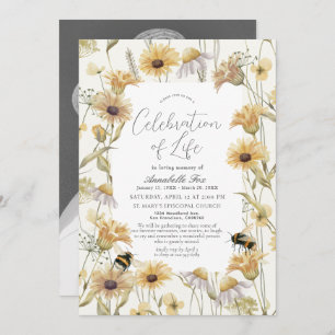 Invitation Mémorial funéraire Chamomile & Daisy