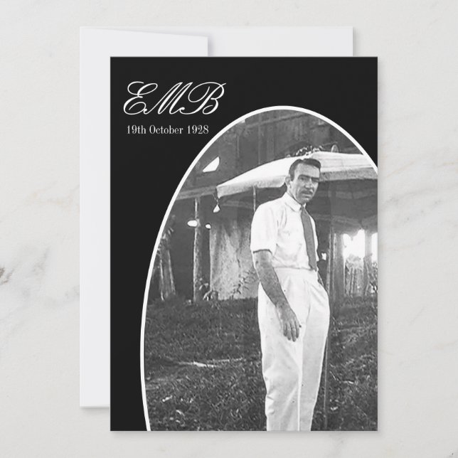 Invitation Mémorial funéraire simple noir blanc photo (Devant)