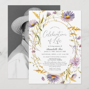 Invitation Mémorial funéraire violet Fleur sauvage