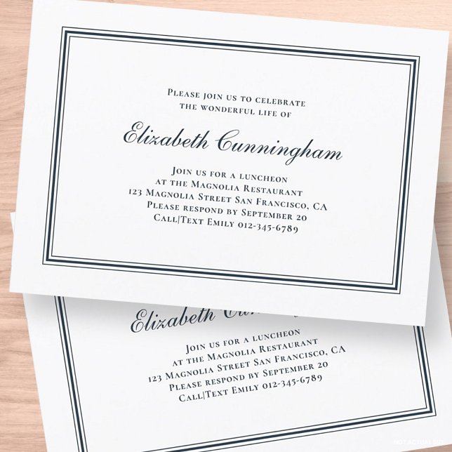 Invitation Memorial Funeral Classic et simple Elegant (Créateur téléchargé)