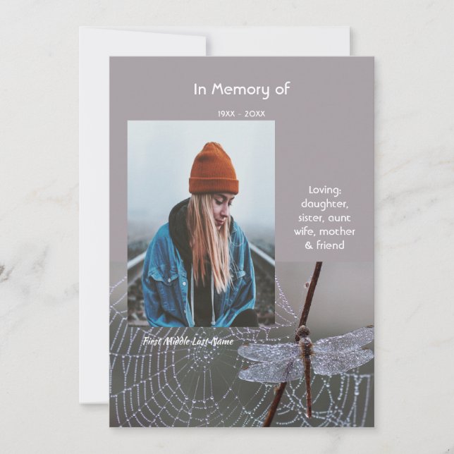 Invitation Memorial Keepsake  Card Dragonfly Dewdrops (Devant)