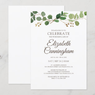 Invitation Mémorial Moderne Simples Verdure Foliage Botanique