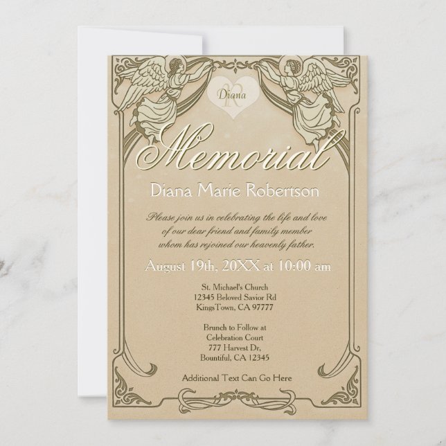 Invitation Mémorial | Monogramme Angel (Devant)