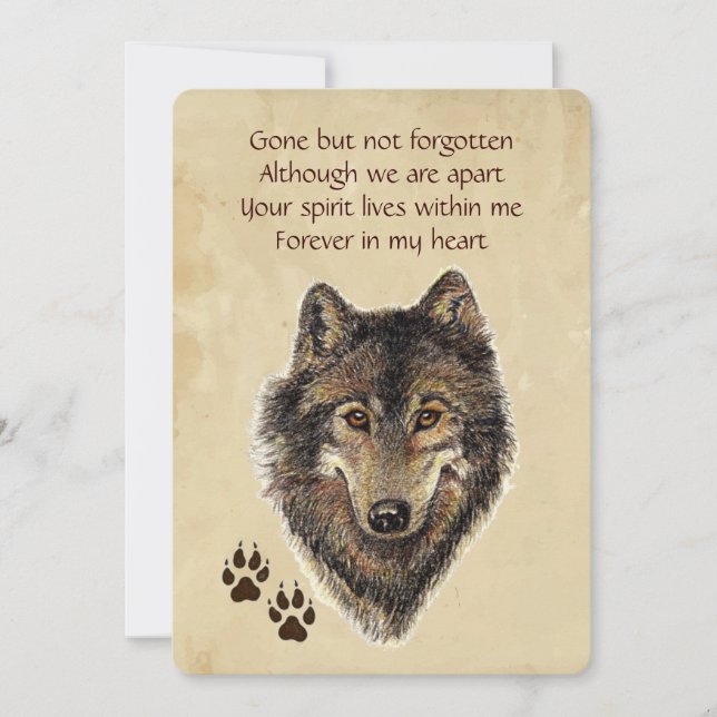 Invitation Memorial Poche Keepsaké Wolf Wolf Wolf Animal (Devant)
