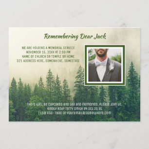 Invitation Memorial Service Foggy Forest Trees Ajouter votre 