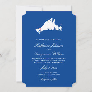 Invitation Menemsha Martha's Vineyard Elegant Map Mariage