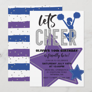 Invitation Mèneuses de claques Violet Bleu Cheer Anniversaire