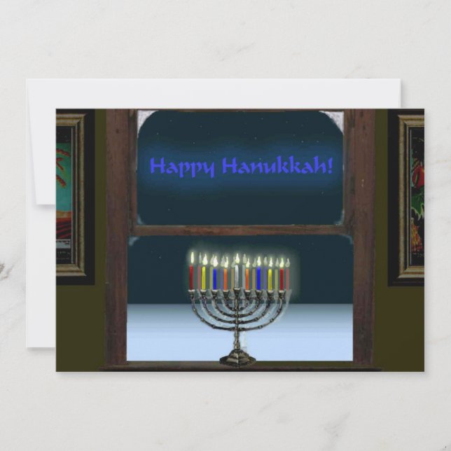 Invitation Menorah Dans La Fenêtre (Devant)