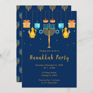 Invitation Menorah Hanukkah Party