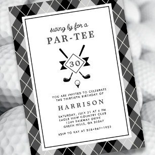 Invitation Mens 30e anniversaire Golf Jacquard moderne Noir