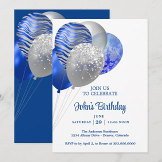 Invitation Mens Balloons Birthday 