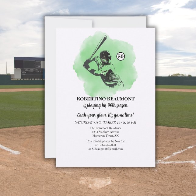 Invitation Men's Baseball Hitting 50th Birthday (Créateur téléchargé)