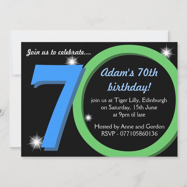 Invitation Mens Green / Blue Seveneth 70e anniversaire (Devant)