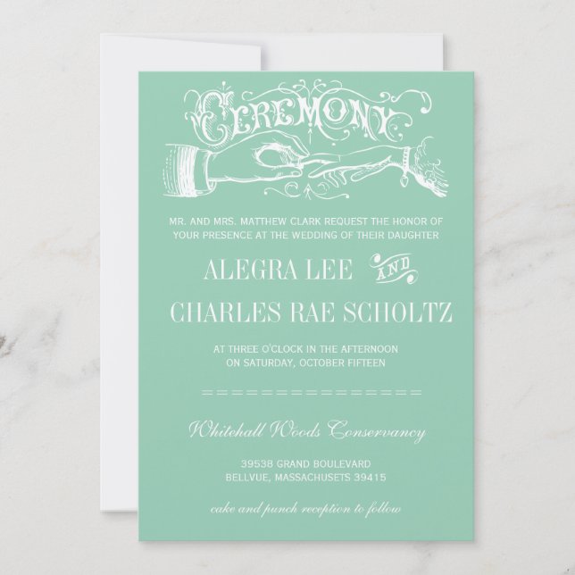 Invitation Menthe Jade Typographie Chalkboard Toute couleur (Devant)
