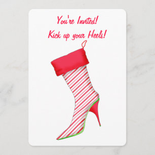 Invitation Menthe poivrée haute talon Stocking Noël Invitatio