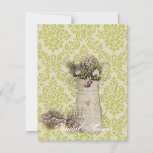 Invitation menthe vert damask floral pays nuptiale douche