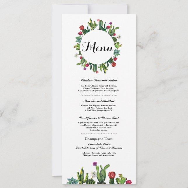 Invitation Menu Accueil Mariage Cactus Fiesta Menus Mexicains (Devant)