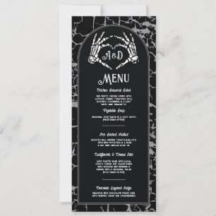 Invitation Menu Accueil Mariage Squelette Mains Coeurs
