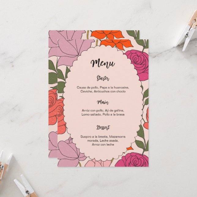 Invitation Menu and place card template 2 in 1 (Devant/Arrière en situation)