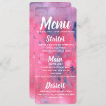 Menu aquarelle rose et violet