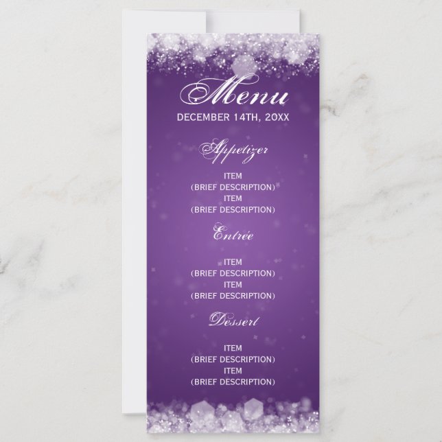 Invitation Menu Baby shower Nuit Parkine Purple (Devant)