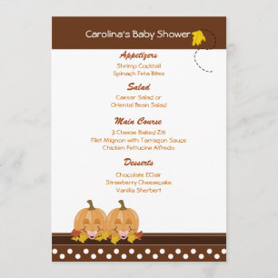 Invitation Menu Baby shower personnalisé Lil Citrouille Fall