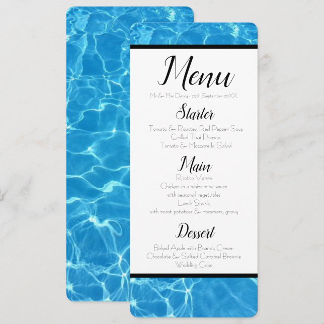 Invitation Menu Blue Water (Devant / Derrière)