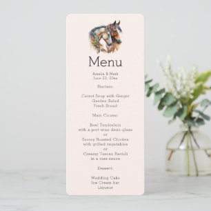 Invitation Menu Boho Occidental Deux Beaux Chevaux