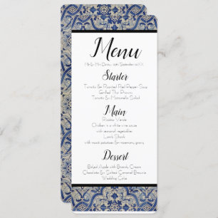 Invitation Menu Carreaux bleus