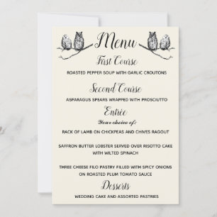 Invitation Menu Chouette rustique