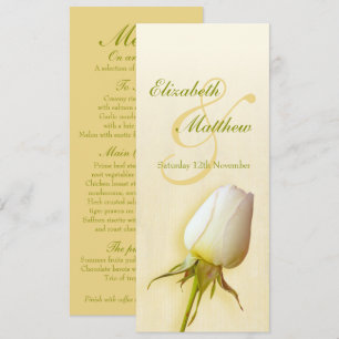 Invitation Menu d'accueil de mariage de rose blanche