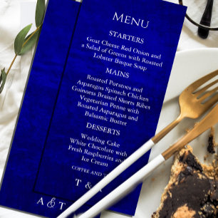 Invitation Menu Dark Moody Royal Blue avec Scratches