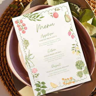 Invitation Menu de Baby Shower "Fraîcheur du Marché"