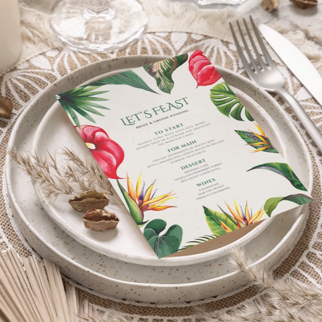 Invitation Menu de cadre de fleurs de mariage tropicales soph (Créateur téléchargé)