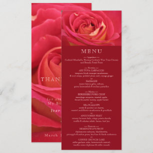 Invitation Menu de célébration d'anniversaire Rose