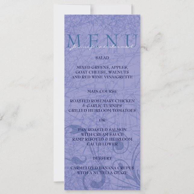 Invitation Menu de danse de chaise Hora pour mariage juif dîn (Devant)