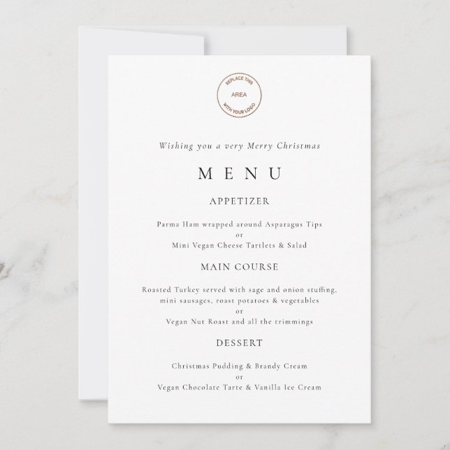 Invitation Menu de fête de Noël du logo de l'entreprise (Devant)