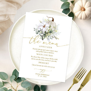 Invitation Menu de la douche de mariée automne citrouille ver