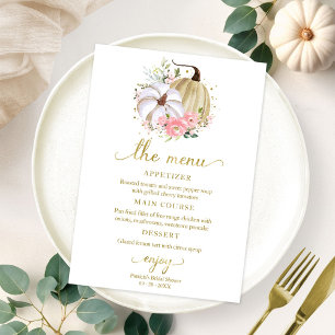 Invitation Menu de la douche de mariée Floral Pumpkin automne